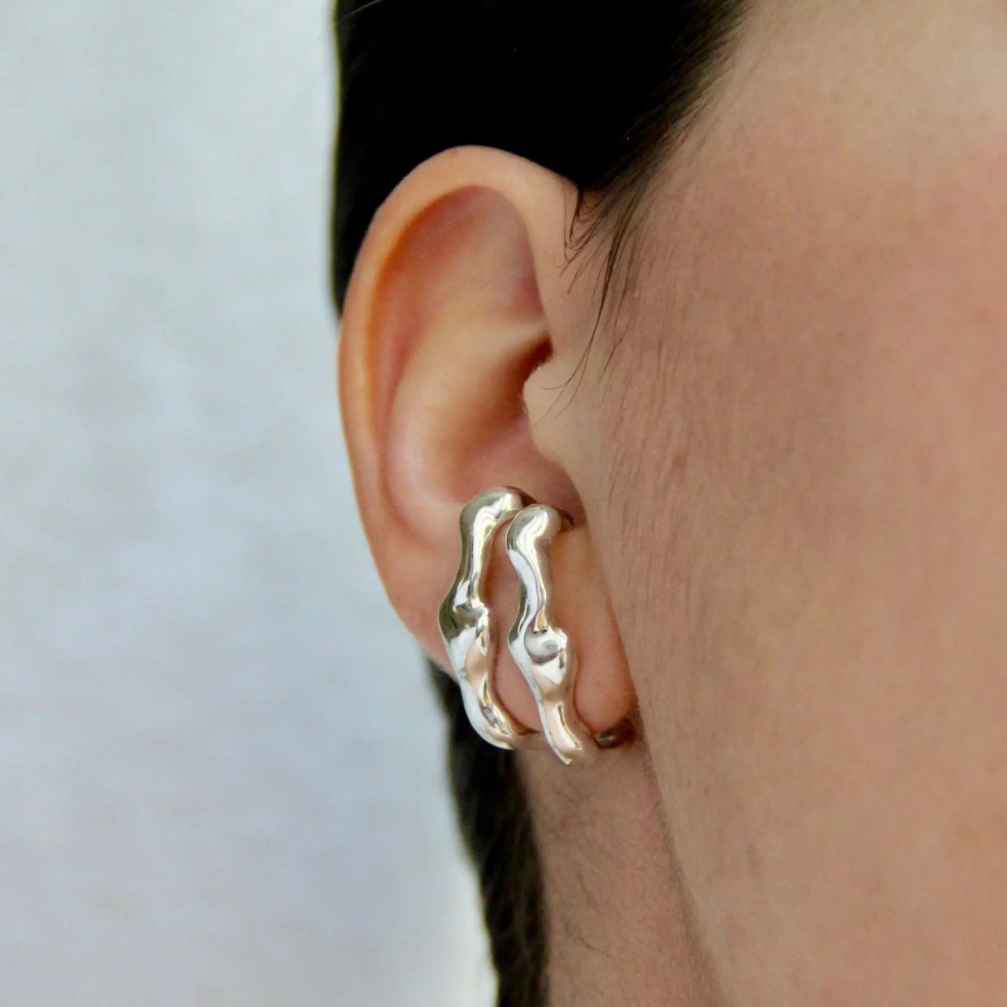 Fusion 5 Silver Moon Earring Earcuff - SAHJ Jewellery